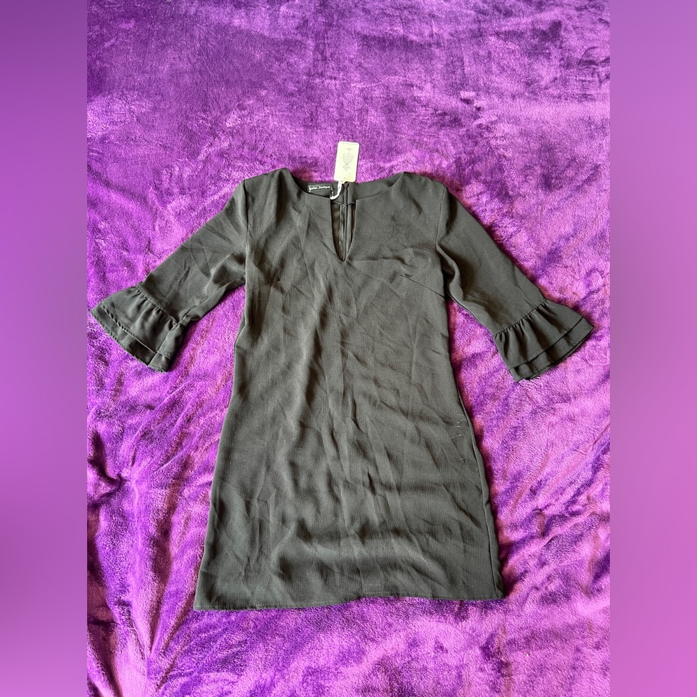 Classic Black Dress with Ruffled Sleeves by Agustina Dominguez- Size Small